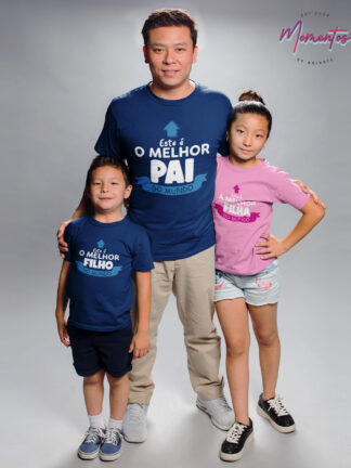 Conjunto 3 T-shirts "Este é o melhor Pai, este é o melhor filho, esta é a melho filha"