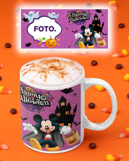 Mickey Halloween com foto - Caneca de Cerâmica