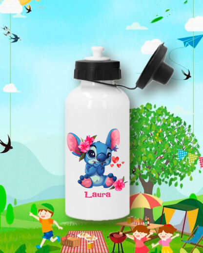 Stitch das Flores - Garrafa de Alumínio
