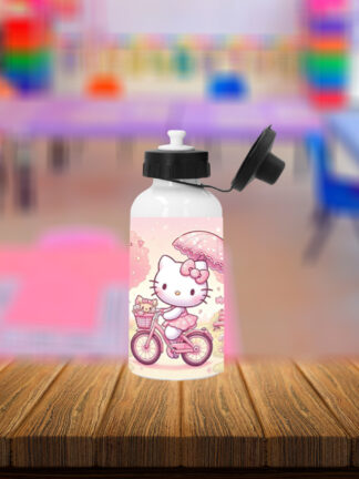 Kitty Bicicleta - Garrafa de Alumínio