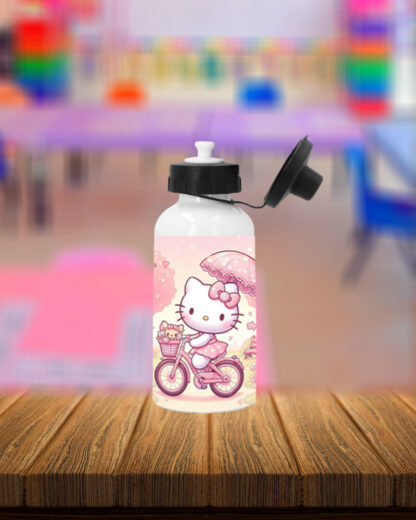 Kitty Bicicleta - Garrafa de Alumínio