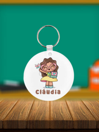 Menina morena - Identificador de Mochilas redondo