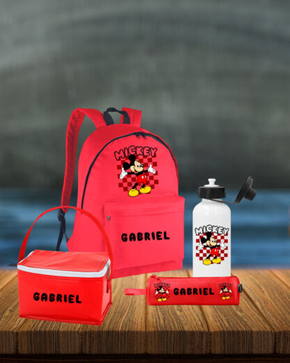Mickey Quadrados - Conjunto Mochila