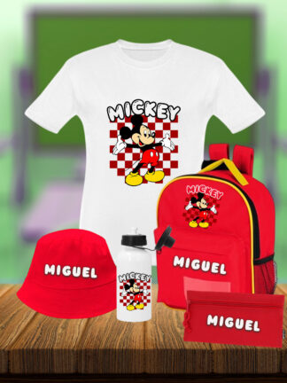 Mickey Quadrados - Conjunto Mochila