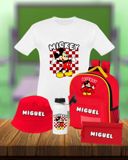 Mickey Quadrados - Conjunto Mochila