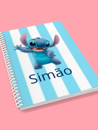 Stitch Riscas Azuis e Brancas - Caderno de Argolas