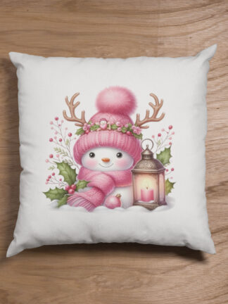 Boneco de Neve Rosa - Almofada