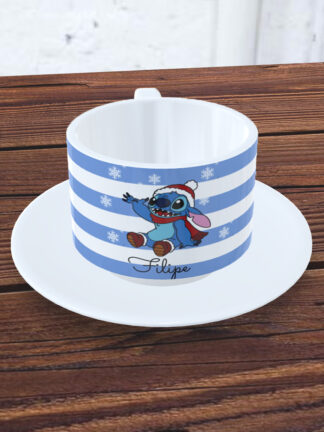 Stitch dos Flocos de Neve - Chávena com Pires