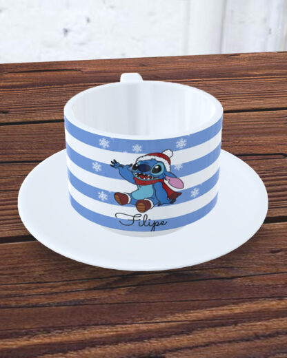 Stitch dos Flocos de Neve - Chávena com Pires