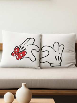 Mãos mickey e Minnie - Conjunto 2 Almofadas