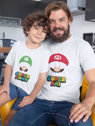 Mario & Luigi, (Super Pai) e (Super Filho) - T-Shirts