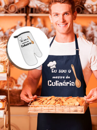 Eu sou o mestre da Culinária - Conjunto Avental e Luva de forno