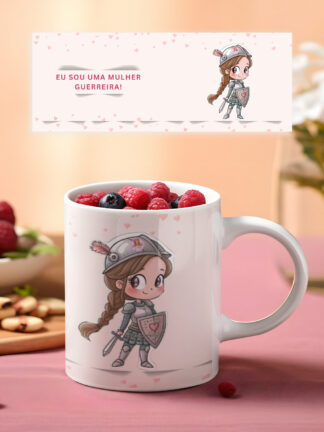 Eu sou uma Mulher Guerreira - Caneca de Cerâmica