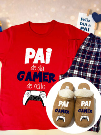 Pai de dia Gamer à Noite - conjunto de Pijama e Chinelos Serra da Estrela