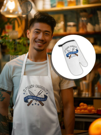 O melhor Churrasco - Conjunto Avental e Luva de forno