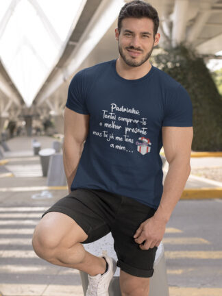 T-shirt Padrinho tentei comprar-te um presente… - Azul Marinho, XL