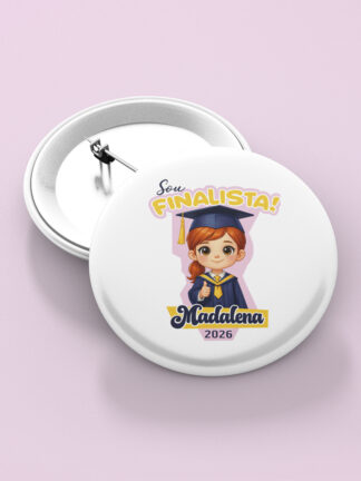 Crachá Sou finalista! Menina Ruiva