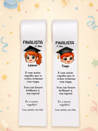 Fita de Finalista "Finalista 4º Ano" menino e menina ruivos