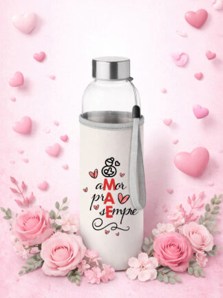 Garrafa de Vidro Mãe, amor pra sempre