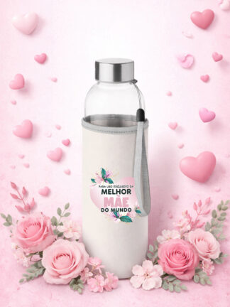 Garrafa de Vidro Coração melhor Mãe
