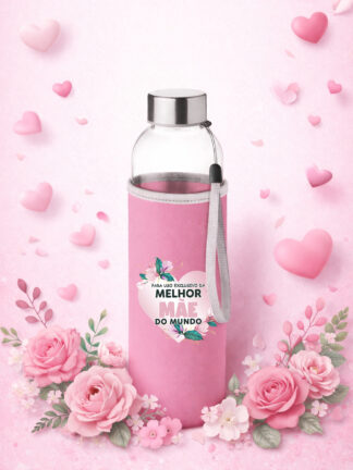 Garrafa de Vidro Coração melhor Mãe