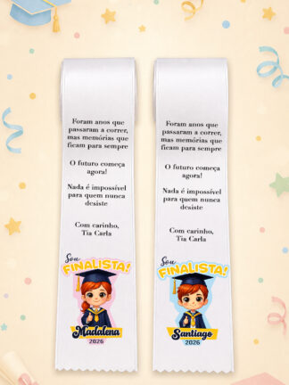 Fita de Finalista "Sou Finalista..."  menina e menino ruivo
