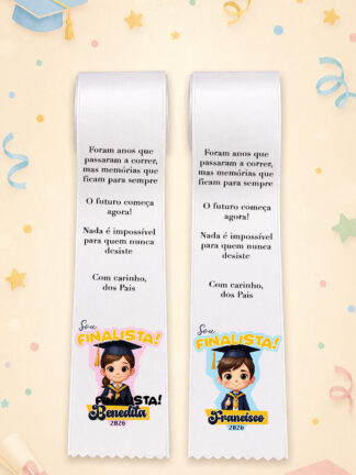 Fita de Finalista "Sou Finalista..."  menina e menino morenos