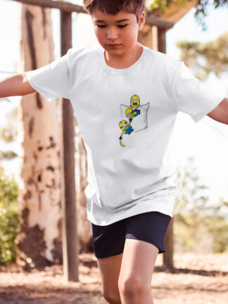 T-shirt Minions a cair do bolso