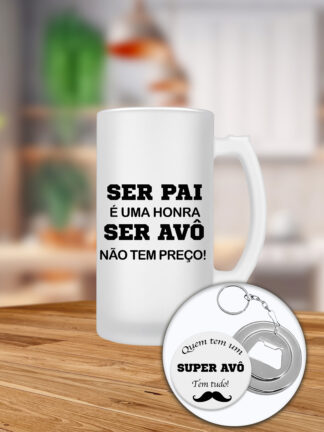 Caneca para cerveja Ser Pai é uma Honra Ser Avô não tem Preço