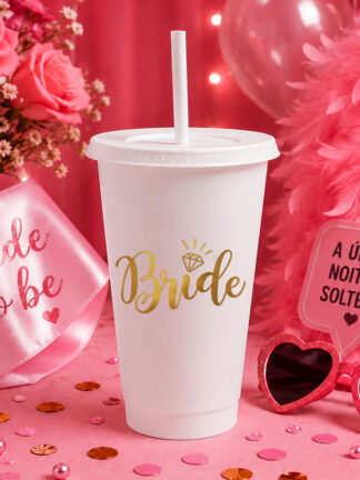 Copo com palhinha Bride dourado