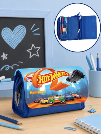 Estojo escolar com aba Hot Wheels