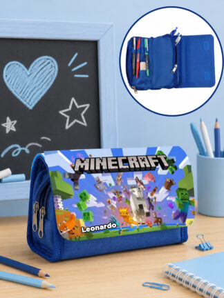 Estojo escolar com aba Minecraft