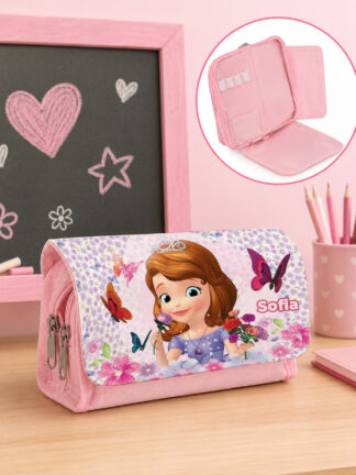 Estojo escolar com aba Princesa Sofia