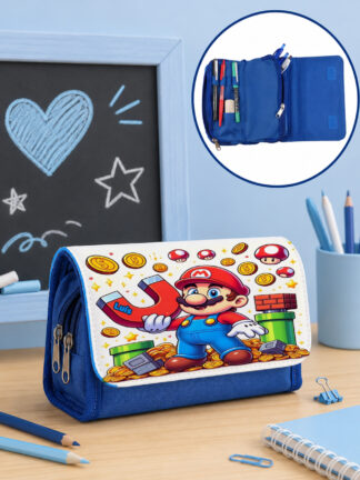 Estojo escolar com aba Super Mário