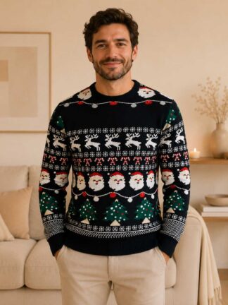Camisola de Natal em Malha com Luz Led Homem