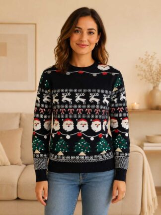 Camisola de Natal em Malha com Luz Led Mulher