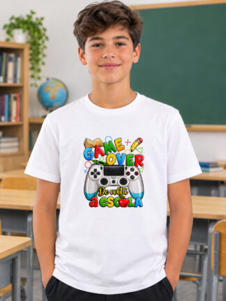 T-Shirt Game Over! De volta à escola