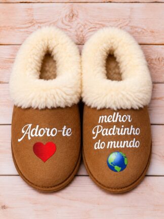 Pantufas Serra da Estrela Adoro-te melhor Padrinho do Mundo