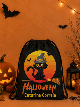 Saco-Mochila Gato Preto Halloween