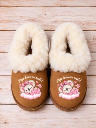 Pantufas Serra da Estrela Koala menina, Hoje durmo na escola!