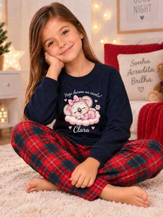 Pijama Cardado Koala menina, Hoje durmo na escola!