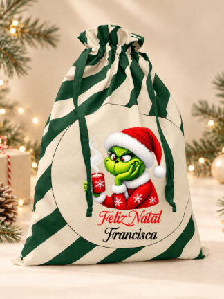 Saco com cordão do Grinch