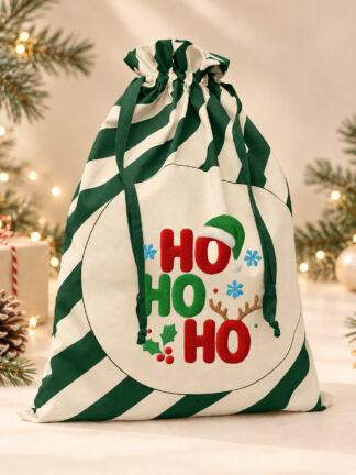 Saco com cordão de Natal HO HO HO