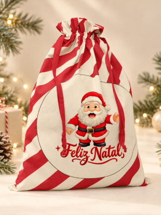 Saco com cordão de Natal Pai Natal