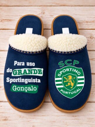 Chinelos Serra da Estrela azuis Para uso do Grande Sportinguista
